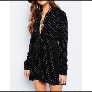 Free People | Black Polka Dot Button Up Dress